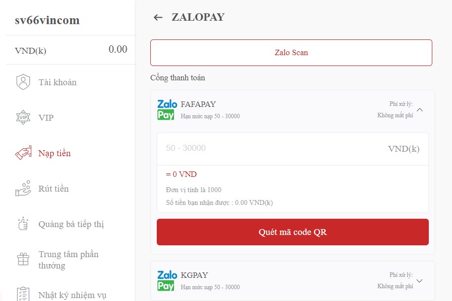 Nạp tiền SV66 - Hướng dẫn cách giao dịch thành công 11 Phương thức giao dịch qua Zalo pay